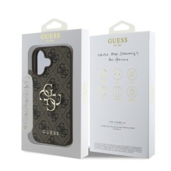 Кейс Guess Metal Logo, iPhone 16/кафяв/