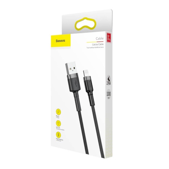 Кабел USB - Lightning, BASEUS, 2.4A, 1м, CAFULE /черен/