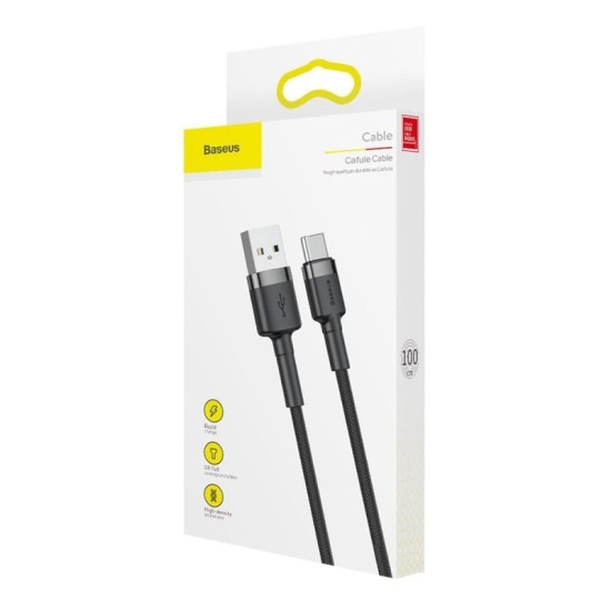 Кабел USB - Type-C, BASEUS, 3A, 1м, CAFULE