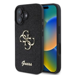 Кейс Guess Metal Logo iPhone 16/черен/