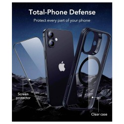 Калъф ESR + стъкло Classic Hybrid за iPhone 17, MagSafe, Camera Control /прозрачен-черен/