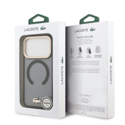 Калъф LACOSTE Apple iPhone 17 Pro, Frosted Finish Gold Logo MagSafe /черен/