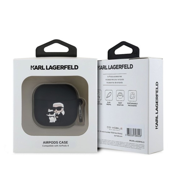 Калъф Karl Lagerfeld AirPods 4, 3D Logo Silicone 