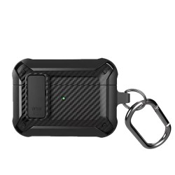 Калъф Black Carbon за AirPods 4 с карабинер /черен/