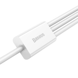 Кабел BASEUS 3 в 1, USB-A към Lightning+USB-C+Micro USB, 1м, 3.5A, Superior S /бял/