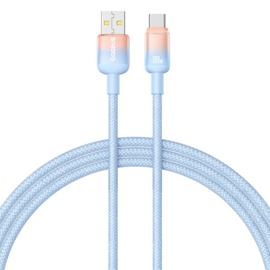 Кабел BASEUS USB-A - Type-C, 1м, 100W, Discolor Series /син/