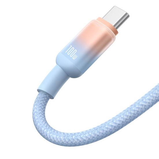 Кабел BASEUS USB-A - Type-C, 1м, 100W, Discolor Series /син/
