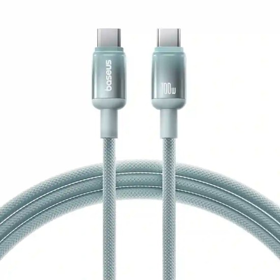 Кабел BASEUS Type-C - Type-C, 1м, 100W, Discolor Series /зелен - син/