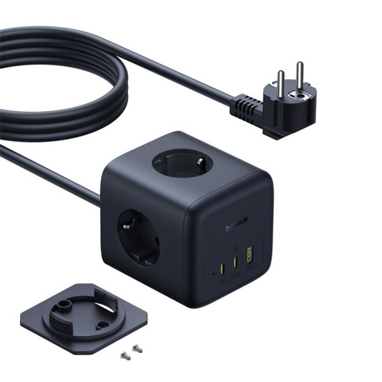 Разклонител Baseus 220V 67W, EnerFill FA11 4000W, 3xAC + USB-A+ USB-C /черен/