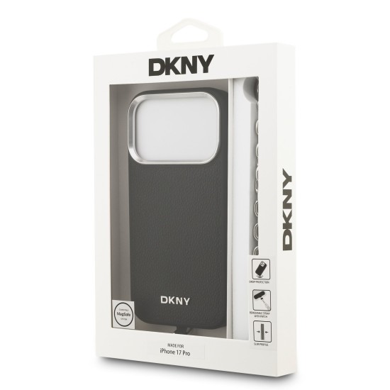 Калъф DKNY Apple iPhone 17 Pro Max, PU Leather Metal Logo MagSafe + Wrist Strap /черен/