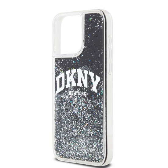 Калъф DKNY Apple iPhone 15 Pro, Liquid Glitter Arch Logo /черен/ 