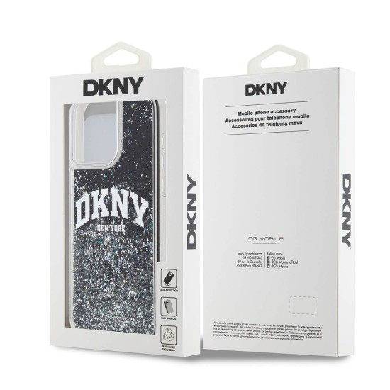Калъф DKNY Apple iPhone 15 Pro, Liquid Glitter Arch Logo /черен/ 
