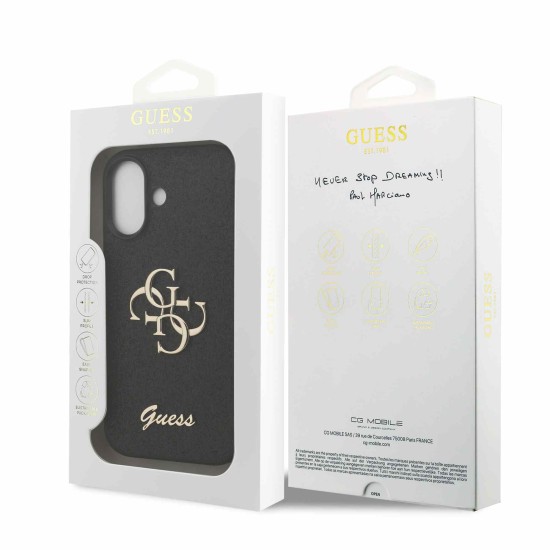 Калъф GUESS Apple iPhone 17, Fixed Glitter 4G Metal Logo /черен/