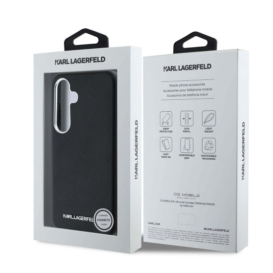Kейс Karl Lagerfeld Samsung S25, Saffiano Metal Logo and Frame /черен/