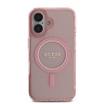 Калъф GUESS Apple iPhone 16, IML Glitter Ring MagSafe /розов/