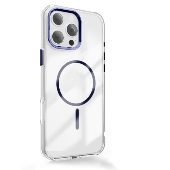 Акрилен прозрачен кейс Magsafe iPhone 17 Pro Max /син/
