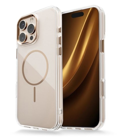 Акрилен прозрачен кейс Magsafe iPhone 17 Pro /златно/