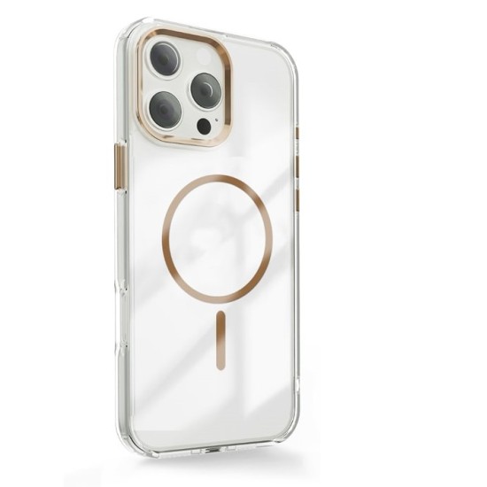 Акрилен прозрачен кейс Magsafe iPhone 17 Pro /златно/