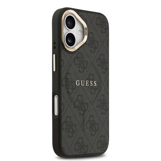 Калъф GUESS Apple iPhone 17, Leather 4G Gold Frame MagSafe /черен/
