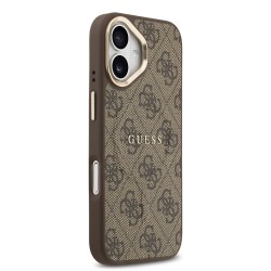 Калъф GUESS Apple iPhone 17, Leather 4G Gold Frame MagSafe /кафяв/