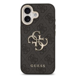 Калъф GUESS Apple iPhone 17, Leather 4G Metal Logo Gold Frame /черен/