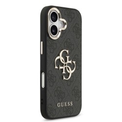Калъф GUESS Apple iPhone 17, Leather 4G Metal Logo Gold Frame /черен/