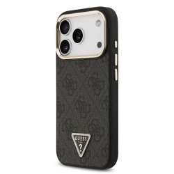 Калъф GUESS Apple iPhone 17 Pro, PU 4G Strass Triangle Logo Gold Frame MagSafe /черен/