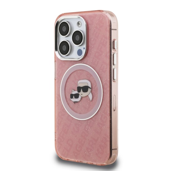 Калъф Karl Lagerfeld Apple iPhone 16 Pro, Heads Repeated Logo MagSafe /розов/