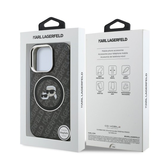 Калъф Karl Lagerfeld Apple iPhone 16 Pro, Heads Repeated Logo MagSafe /черен/ 