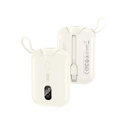 Преносима батерия XO 10000 mAh 20W, Wireless ЗУ за часовник + вграден кабел: Type-C /бял/ PR260