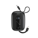 Преносима батерия XO 10000 mAh 22.5W + вградени кабели: Type-C и Lightning + Digital display /черен/ PR246