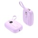 Преносима батерия XO 10000 mAh 22.5W + вградени кабели: Type-C и Lightning + Digital display /лилав/ PR246