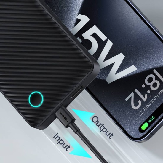 Преносима батерия BASEUS Airpow Lite, 10000mAh, 15W, With Type-C cable /черен/