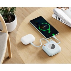 Преносима батерия XO 10000 mAh 20W + вградени кабели: Lightning + Type-C /син/ PR258
