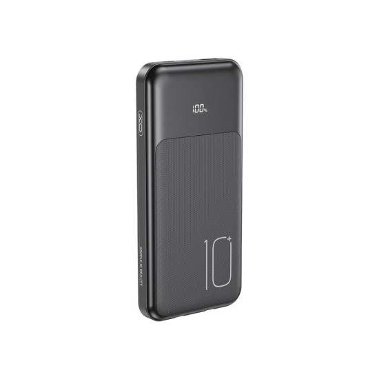 Преносима батерия XO 10000 mAh 22.5W + вградени кабели: Type-C и Lightning /черен/ PR248