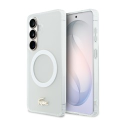 Калъф LACOSTE Samsung S26, PC/TPU Frosted Finish Gold Logo MagSafe /бял/