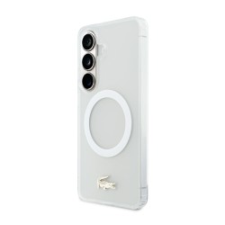 Калъф LACOSTE Samsung S26, PC/TPU Frosted Finish Gold Logo MagSafe /бял/