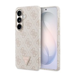Калъф GUESS Samsung S26, PU Leather 4G Strass Triangle Logo Gold Frame MagSafe, /розов/