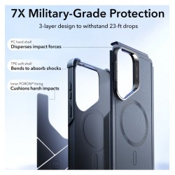 Калъф ESR Cyber Tough Armor със стойка, Samsung S26 Ultra, MagSafe /черен/