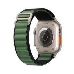 Каишка за Apple Watch 42/44/45/49мм, Alpine Loop Strap /черно - зелено/