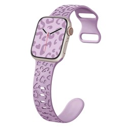 Каишка за Apple Watch 38/40/41мм, Leopard Pattern Strap /светлолилава/