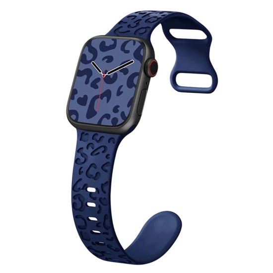 Каишка за Apple Watch 38/40/41мм, Leopard Pattern Strap /тъмносиня/