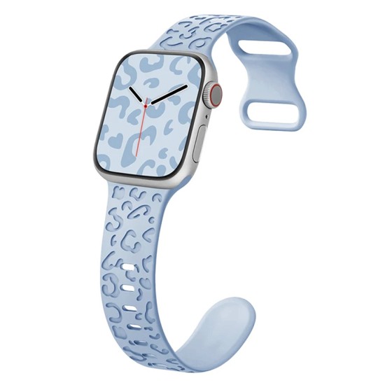 Каишка за Apple Watch 38/40/41мм, Leopard Pattern Strap /небесно синя/