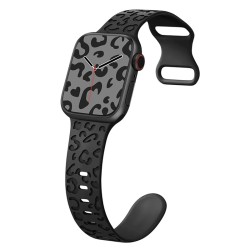 Каишка за Apple Watch 38/40/41мм, Leopard Pattern Strap /черна/