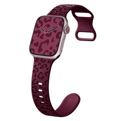 Каишка за Apple Watch 38/40/41мм, Leopard Pattern Strap /винена/