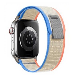 Каишка за Apple Watch 38/40/41мм, Trail Loop /светлосиньо + оранжево + крем/