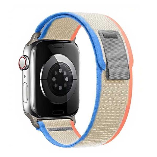 Каишка за Apple Watch 38/40/41мм, Trail Loop /светлосиньо + оранжево + крем/