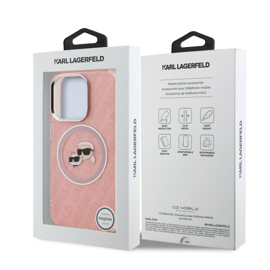 Калъф Karl Lagerfeld Apple iPhone 16 Pro, Heads Repeated Logo MagSafe /розов/