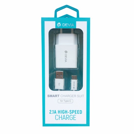 Зарядно Devia, 220V / 2.1A + Micro кабел